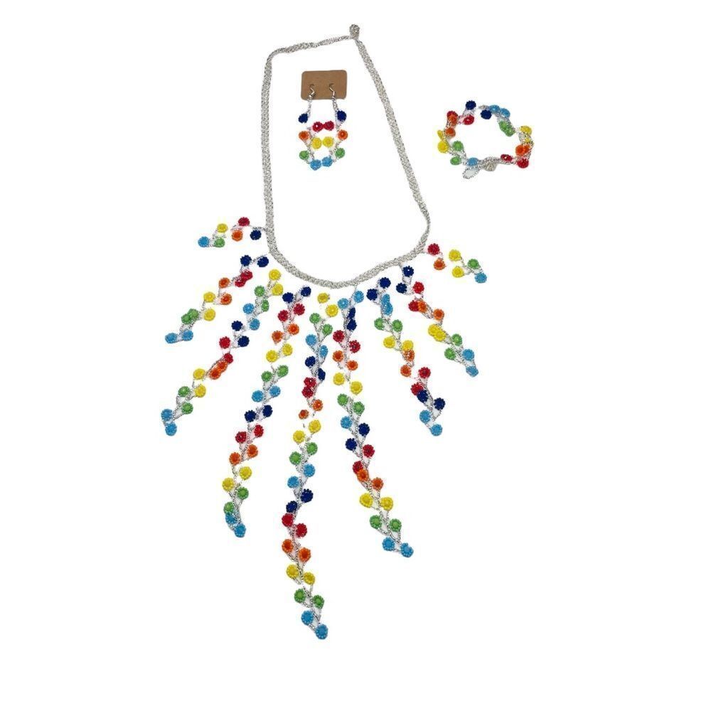Chaquita Multicolor Beaded Necklace, Earrings & Bracelet Set